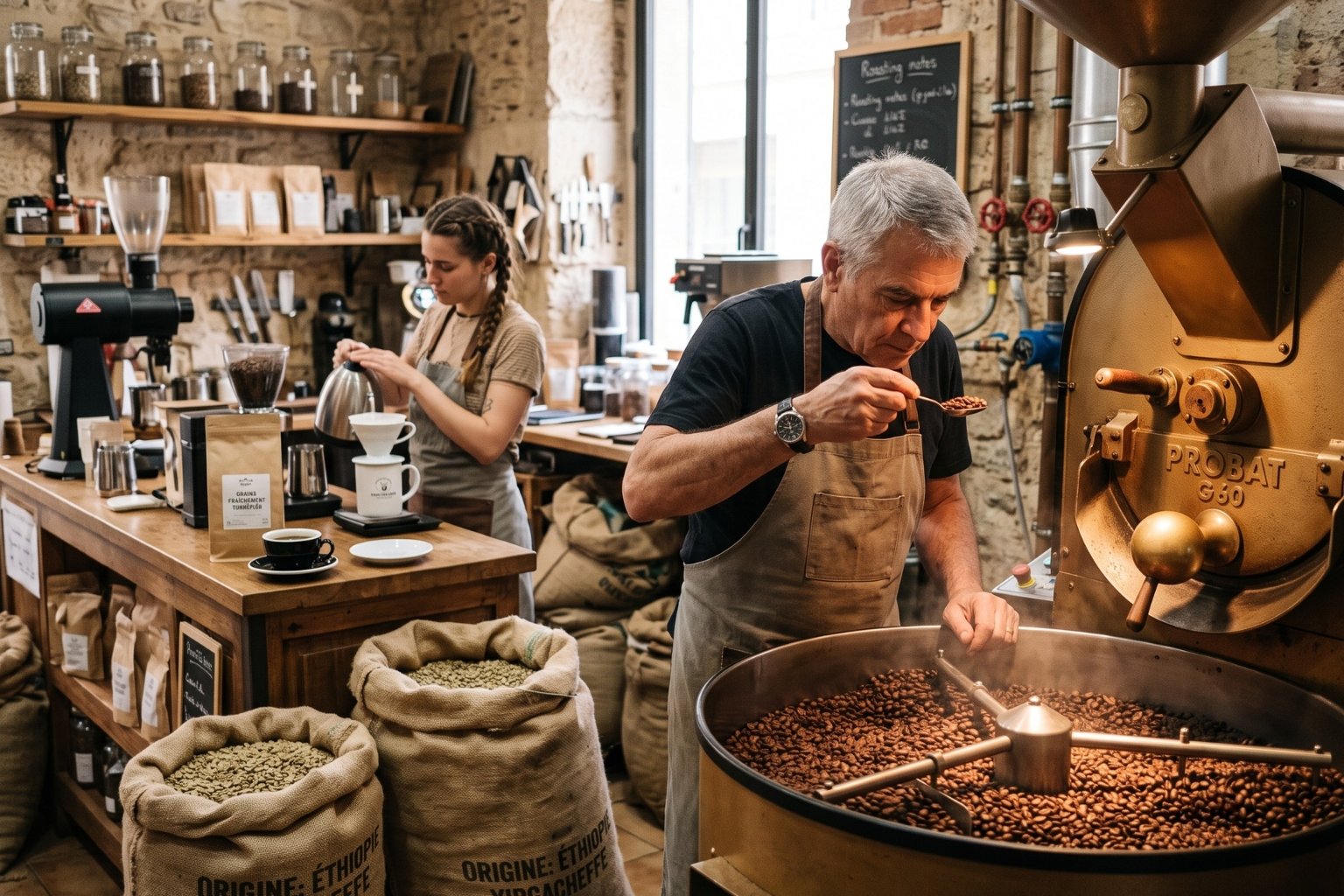 Les coulisses de l'artisan torréfacteur cuisson à la tasse